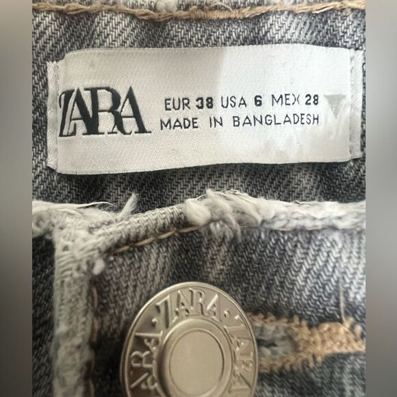 Zara jeans size 6 washed gray button fly ankle distressed rocker edgy - Picture 4 of 10